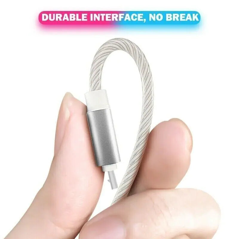 3 in 1 LED Fast Charging Cable Adapter For iPhone Micro USB Type C Charger Cord