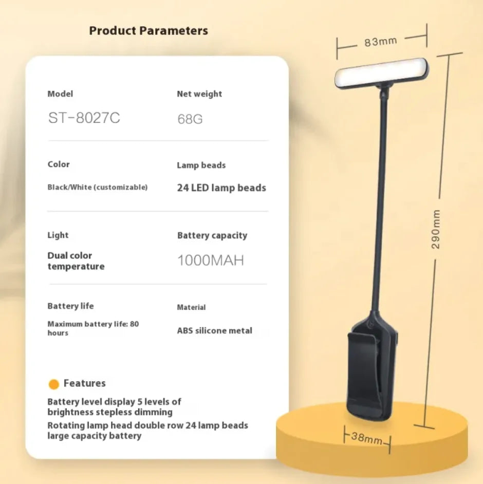 Rotating LED Reading Light with Double Row Beads